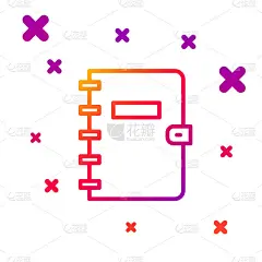 彩色线笔记本图标孤立在白色背景。螺旋记事本图标。学校的笔记本。书写纸。学校的日记。梯度随机动态形状。
