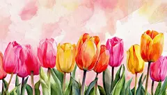 点击来源直接获取大图文件 |水彩郁金香壁纸