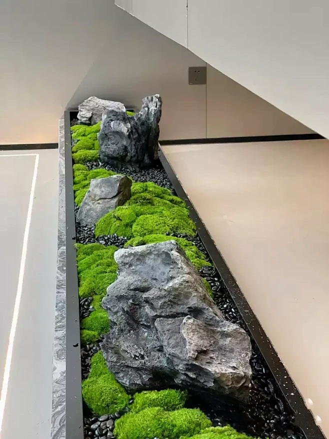 新中式日式庭院枯山水造景 永生苔藓青龙石...