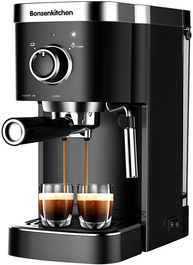 Espresso 咖啡机 20 巴 Expresso 咖啡机,带奶泡棒,快速加热自动咖啡机,适用于浓咖啡、卡布奇诺拿铁