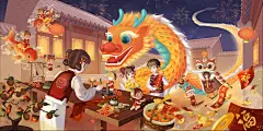 2024龙年大吉 春节 新年 喜庆 鱼 灯笼 福字 烟花 4k高清壁纸_4K新年图片_彼岸图网pic.netbian.com