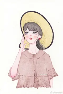 水彩 别慌，月亮也正在大海某处迷茫#水彩头像##少女头像##人物水彩#手绘头像 ​​​​