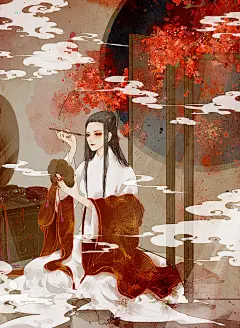 古代女子（3幅）-墦索_插画,古风,古代女子,花木兰,孝庄皇后,李夫人,中国风_涂鸦王国插画