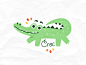 Cute Crocodile Animal Logo scrapbook clipart happy quirky silly kids children alligator crocodile sweet sticker vector animal cute logo funny cartoon mascot flat illustration