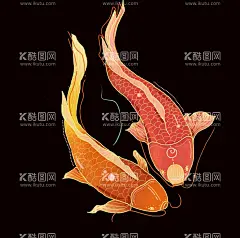锦鲤  - 源文件下载【酷图网】锦鲤,国潮,插画,国风,鲤鱼,金鱼,鱼,小金鱼,小鱼,鱼类,卡通鱼,锦鲤素材,鲤鱼图,鲫鱼,鲤鱼跳龙门