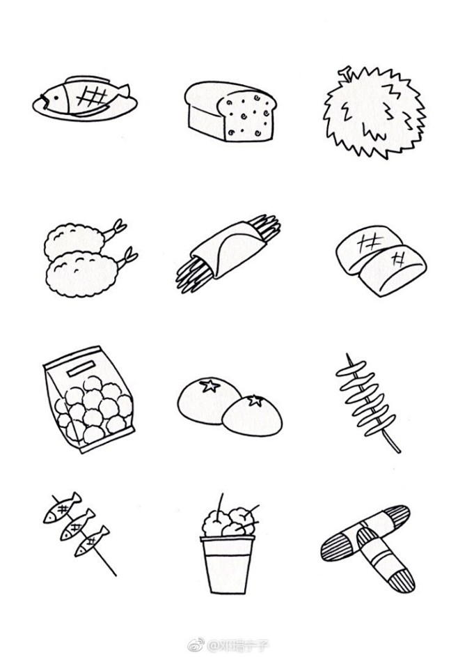 一波食物类简笔画！（作者：邓瑞宁子） ​...
