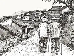 两个老人的背影