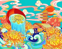 菊花茶包装插画-古田路9号-品牌创意/版权保护平台