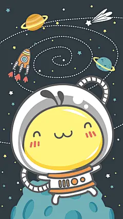 搞怪可爱油爆叽丁手机壁纸～太空