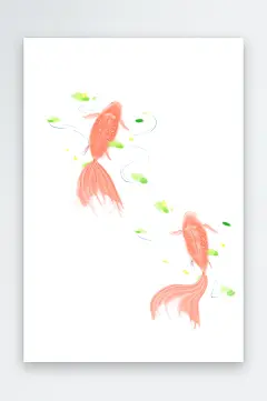 金鱼鲤鱼插图中国风水墨画手绘艺术小鱼-众图网