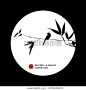 中国古典 竹子 君子 墨迹 鸟雀水墨 手绘 中国画 矢量 标志logo素材