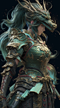 AI国风女将军战士插画素材 人物盔甲服装设计参考 游戏原画角色-淘宝网
