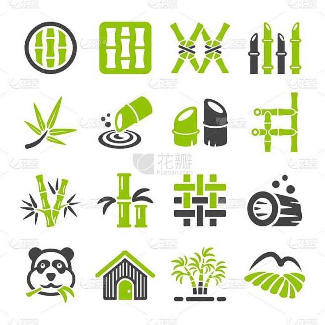 竹子图标集、矢量和图解