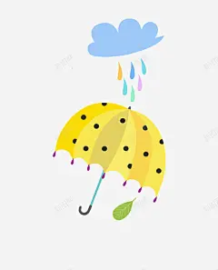 手绘可爱卡通插图黄色波点雨伞 页面网页 平面电商 创意素材