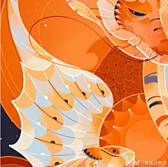 天渐冷，心渐暖，岁月长，万物生～愿大家长长久久富（虎）隆（龙）余（鱼）福（蝠）#这就是中国风##插画##遇见艺术# ​​​​