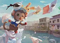 【Monkey Mars】商品宣傳圖-Teanip_猴,兔,海豚,海港,檸檬,船,車,夜景,餐廳_涂鸦王国插画