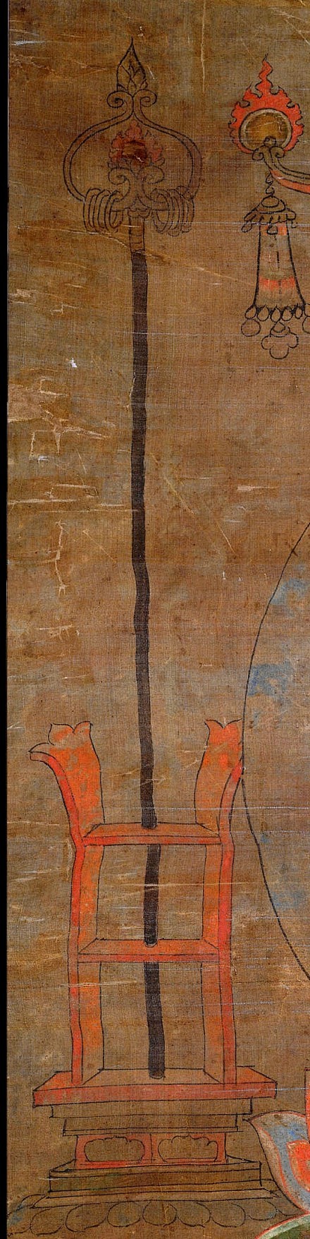【五代绢画药师琉璃光佛】药师琉璃光佛头顶...