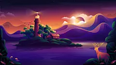 Lighthouse landscape Illustration by Xin Yan on Dribbble
