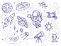 组物体,俄罗斯宇航员,绘画插图,星星,宇航员,矢量,创造力,白色背景,探险