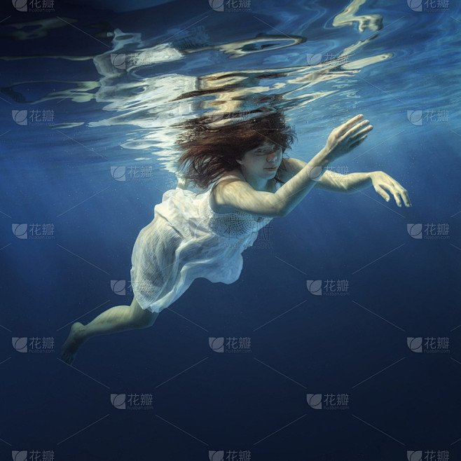 水下,女孩,连衣裙,自然美,水,青少年,...