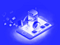 Robot cleans unnecessary apps. Security system illustration. safety isometric security guard apps android cleaner robot