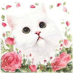 花猫咪 水彩 插画 By 画师Dohee
