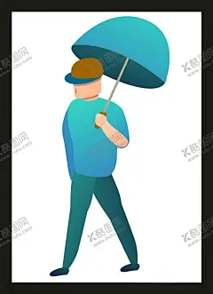 打伞男人 【酷图网】打伞男人,手绘男孩,卡通男孩,男孩,动画男孩