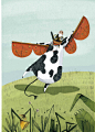 albumilustrado animals butterfly cow fliying funbooks illustratedbook kidsillustrator universe Vaca