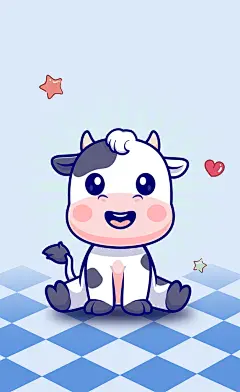 可爱卡通小牛插画