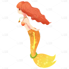 手绘-童话美人鱼元素人物插画9