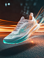 thompson888484_A_white_running_shoe_with_light_green_and_blue-g_302bd2e9-0732-45d3-adad-a49a102d1a3d