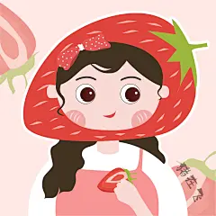 原创x扁平风超可爱水果系列闺蜜头像插画-3