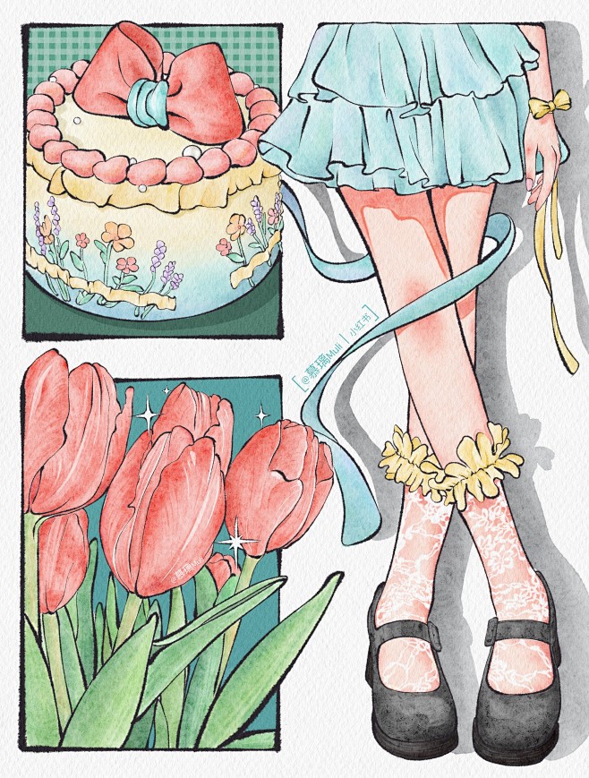 【郁金香少女】#原创插画#水彩插画#分镜...