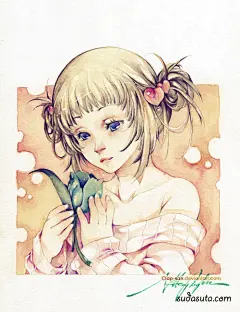 Clap san 中国风水彩CG漫画 艺术插画 美女 精灵 水彩画 CG 花 日本漫画 插画 女孩 塔罗牌 同人 可爱 传统漫画 中国风 CG 