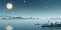 秋季夜色风景插画图片下载