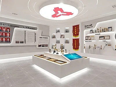 现代银行荣誉室 奖杯奖章 奖牌锦旗 展示台 互动触摸屏【ID:1130531477】-花瓣网