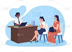 在学校的不良行为二维矢量孤立插图