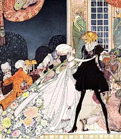 by丹麦插画大师Kay Nielsen，浓郁大胆的色彩和奇异怪诞的装饰让他笔下的人物神秘而又华丽