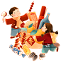 中国传统年俗腊月二十七买年货插画图片素材