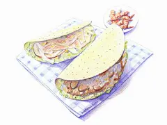 手绘彩铅各种食物@北坤人素材