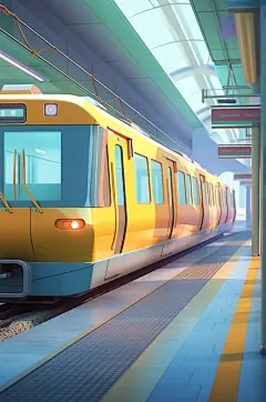 AI数字艺术春运旅客出行高铁站台插画