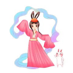 卡通中秋嫦娥奔月插画PNG素材