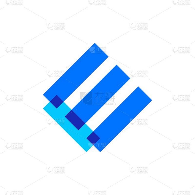 E字母重叠矢量图标插图