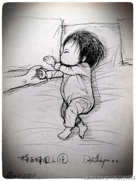爸爸画的温馨的木朵百睡图