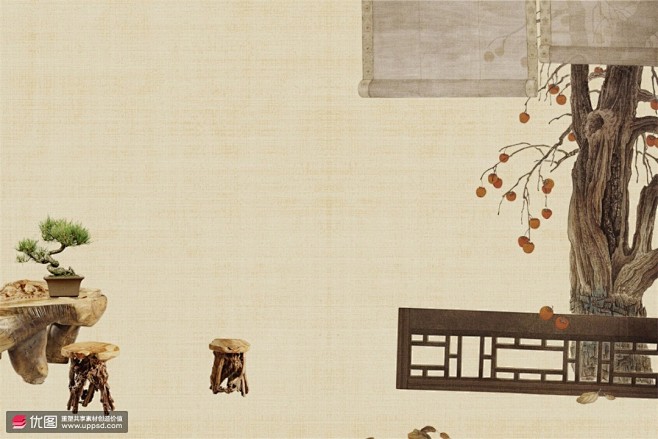 中国风古风 古装儿童 全家福 工笔画 后期 PS设计合成 背景素材 PSD模板图片下载-优图网