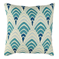 Darzzi - Deco Cushion, Coastal Hues - Made from 100% cotton, the Deco Cushion is soft and stylish. Featuring an overlapping spiral design in shades of turquoise, navy, and white, this pillow is sophisticated and current. Display it in a transitional style