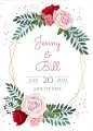 Simple Literary Hand Painted Fower Frame Wedding Greeting card