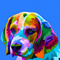 小猎犬多彩波普风格动物插画矢量图素材