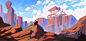 Canyons : My newest project started with being inspired by views from Yellowstone Park and American Western landscape paintings. I mostly focus on locations, but I also add group characters to make things a little bit more interesting. There are also a fe