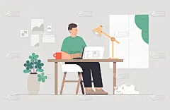 Home office concept young freelancer man working a